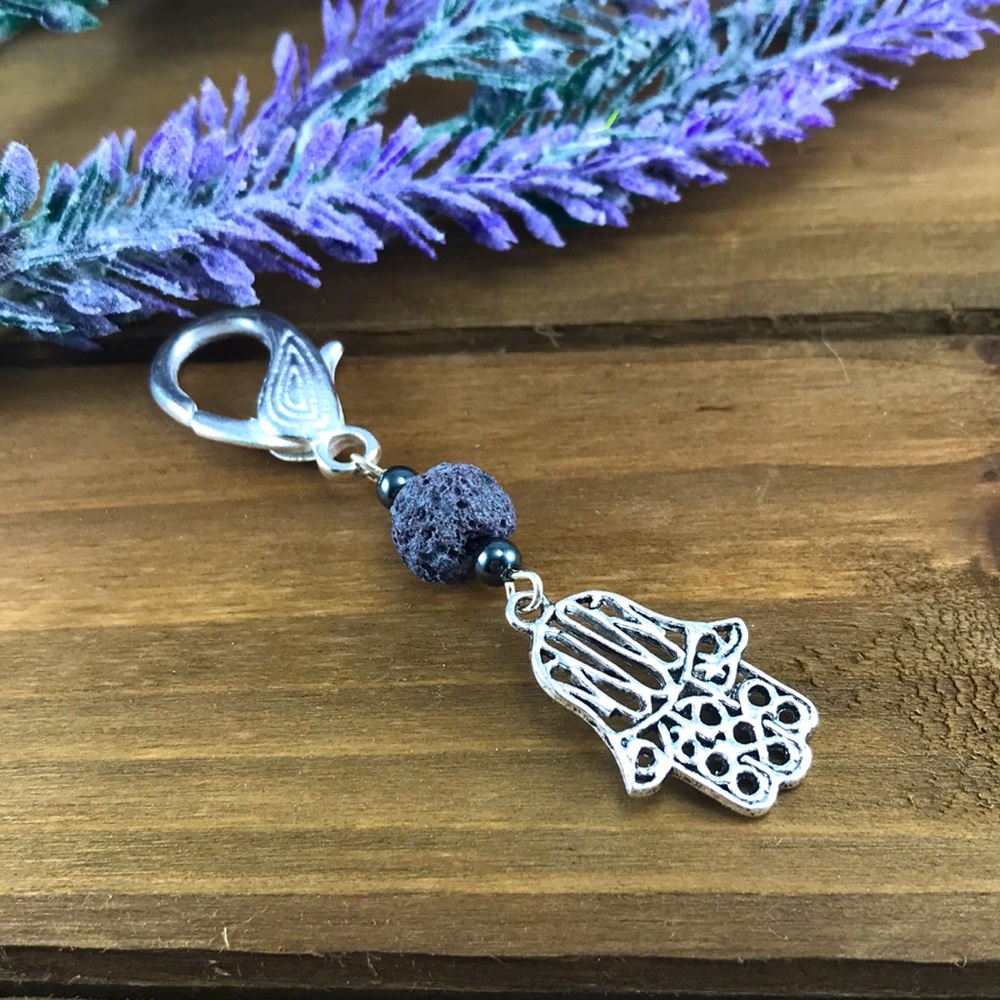 Essential oil Lava Bead Purse Zipper Charm